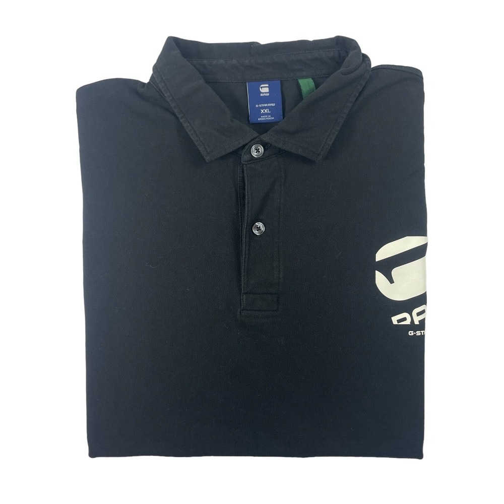G Star Raw Mens Black Graphic Knit Polo Shirt XXL D18624-5864-6484